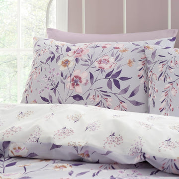 Catherine Lansfield Isadora Lavender Floral Duvet Cover Set, King, Lilac