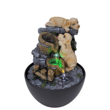 Lovely Labrador Dogs Indoor LED Fountain