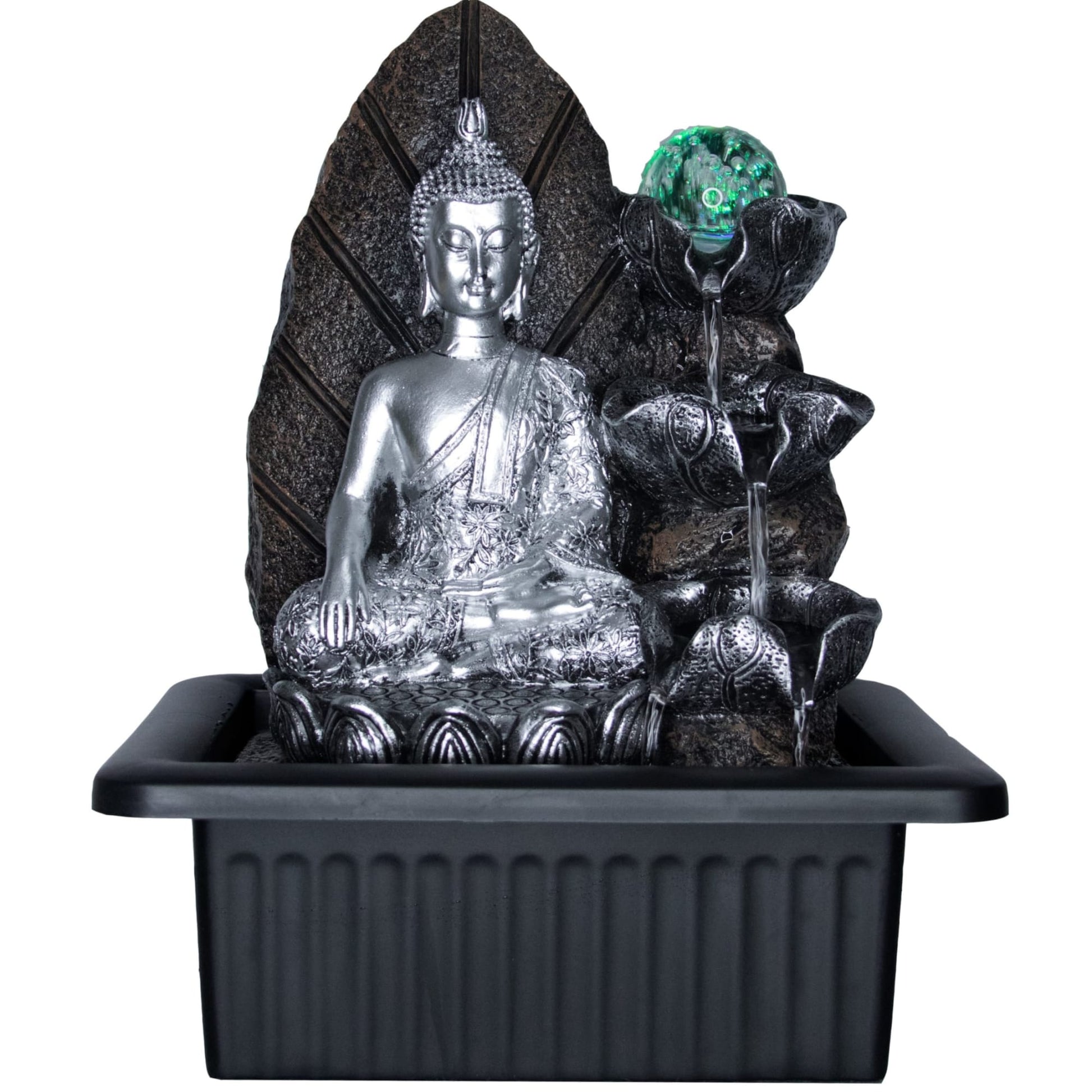 Nirvana Silver Buddha 29cm Indoor Fountain