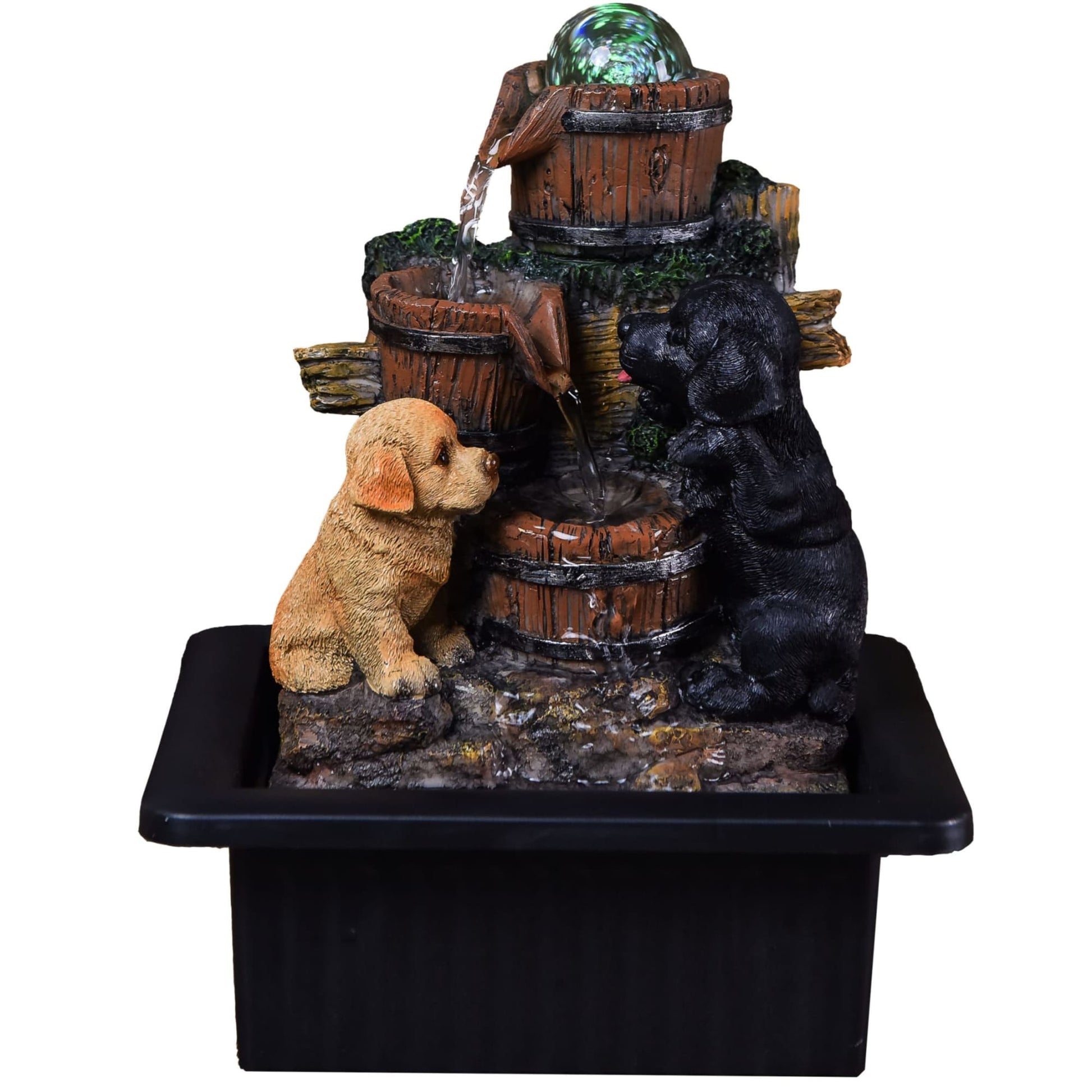 Playful Pups Dogs Crystal Ball 29cm Indoor Fountain