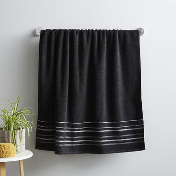 Java Stripe Bath Towel 100% Cotton 450GSM - Black