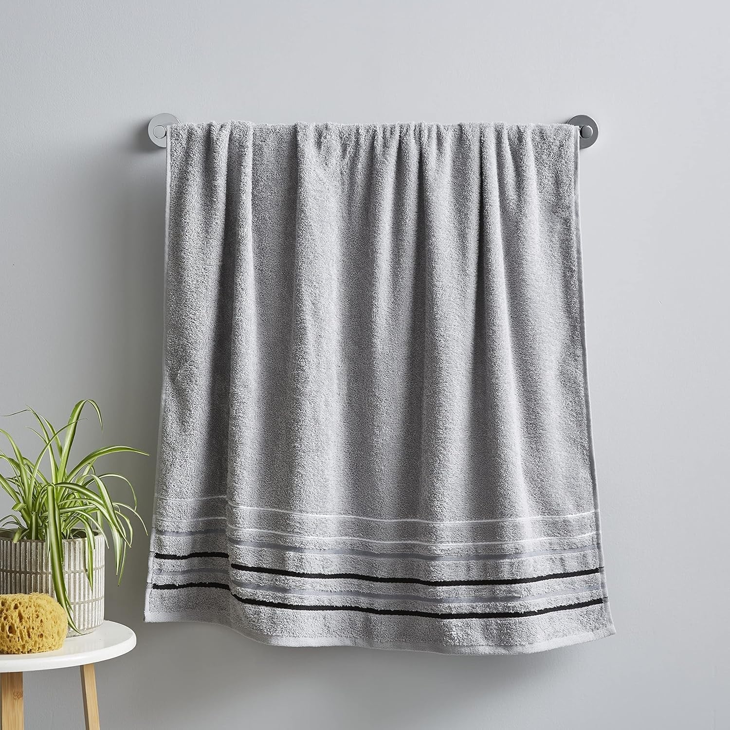 Java Stripe Bath Towel 100% Cotton 450GSM - Grey