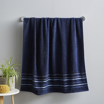 Java Stripe Bath Towel 100% Cotton 450GSM - Navy Blue