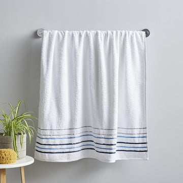 Java Stripe Hand Towel 100% Cotton 450GSM - White