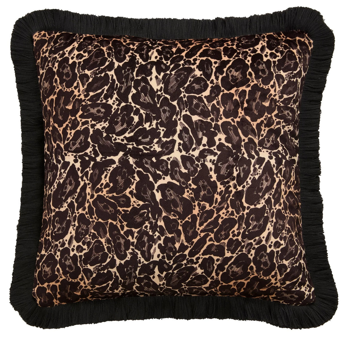 Laurence Llewelyn-Bowen LLB Velvet Leopard Print Cushion Cover 43x43 Black