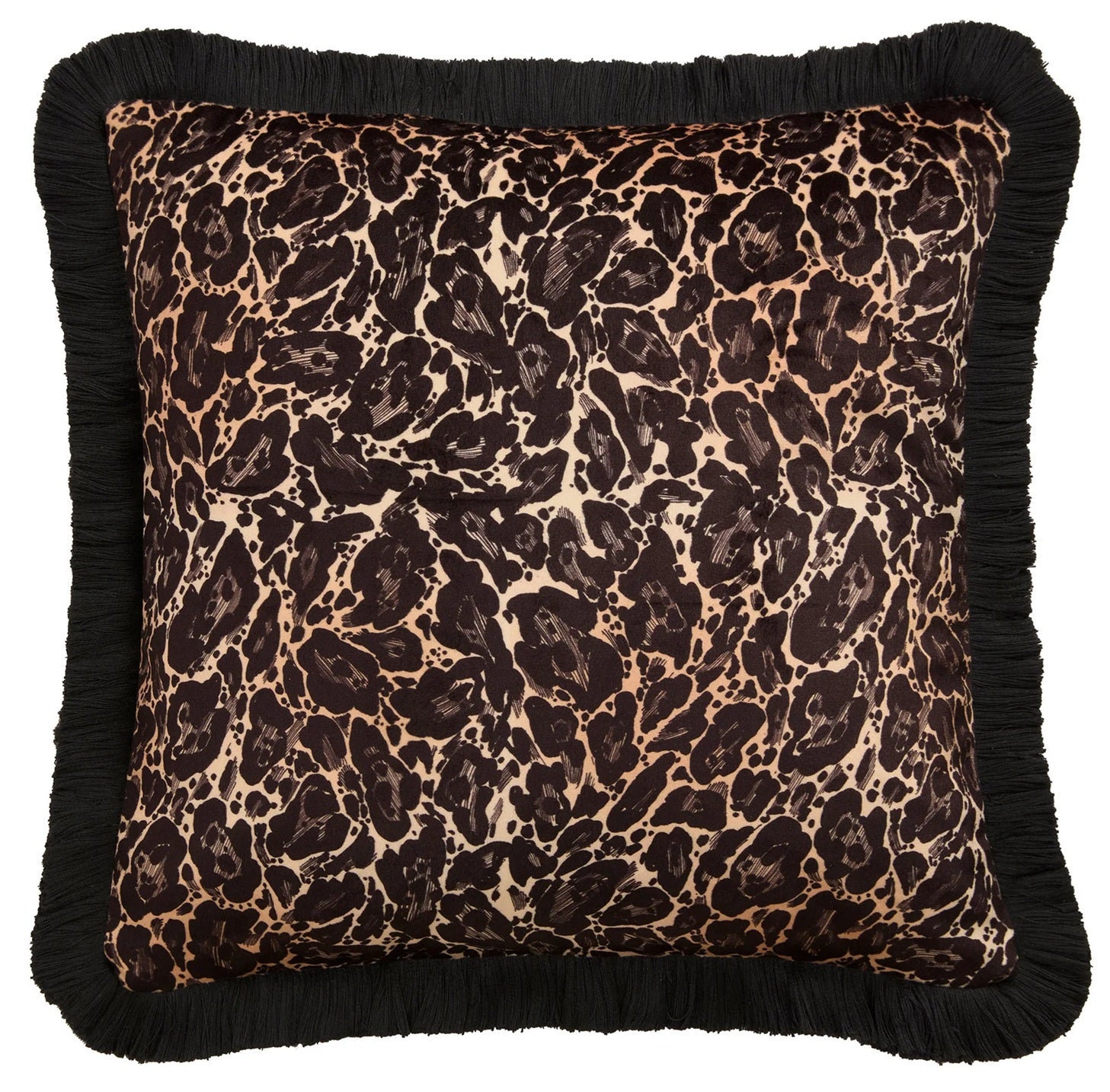 Laurence Llewelyn-Bowen LLB Velvet Leopard Print Cushion Cover 43x43 Black