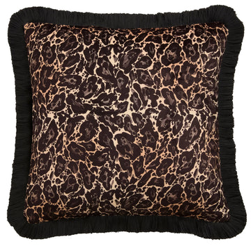 Laurence Llewelyn-Bowen LLB Velvet Leopard Print Filled Cushion 43x43 Black