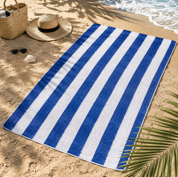 Nautical Stripe Cotton Jumbo Beach Towel - Blue