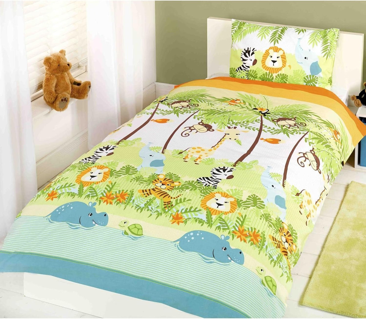 Jungle Boogie Duvet Cover Set, Toddler Junior Cot bed, Green