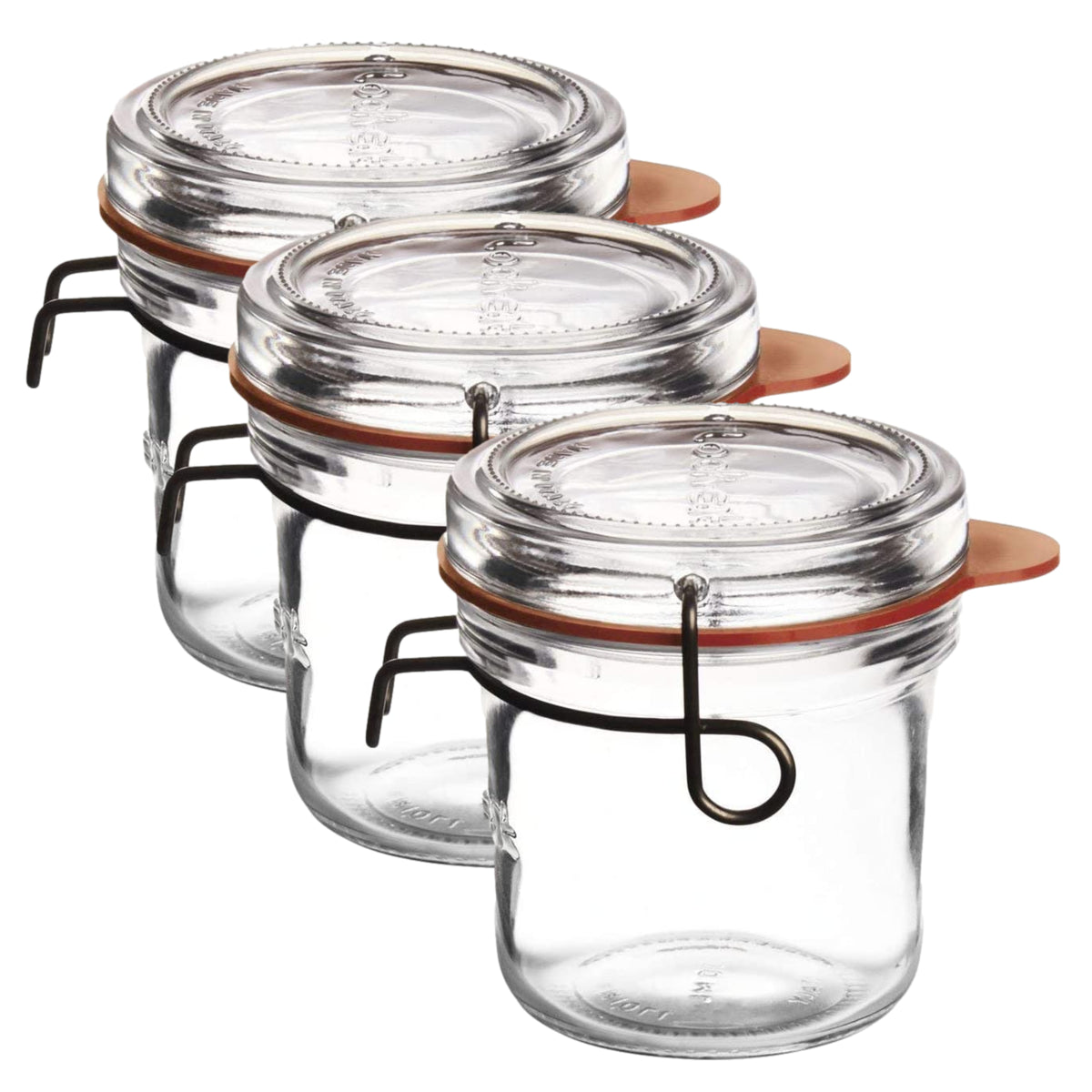 3PCS Luigi Bormioli 300ml Glass Food Storage Silicone Lid