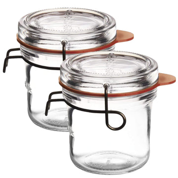 2PCS Luigi Bormioli 300ml Glass Food Storage Silicone Lid