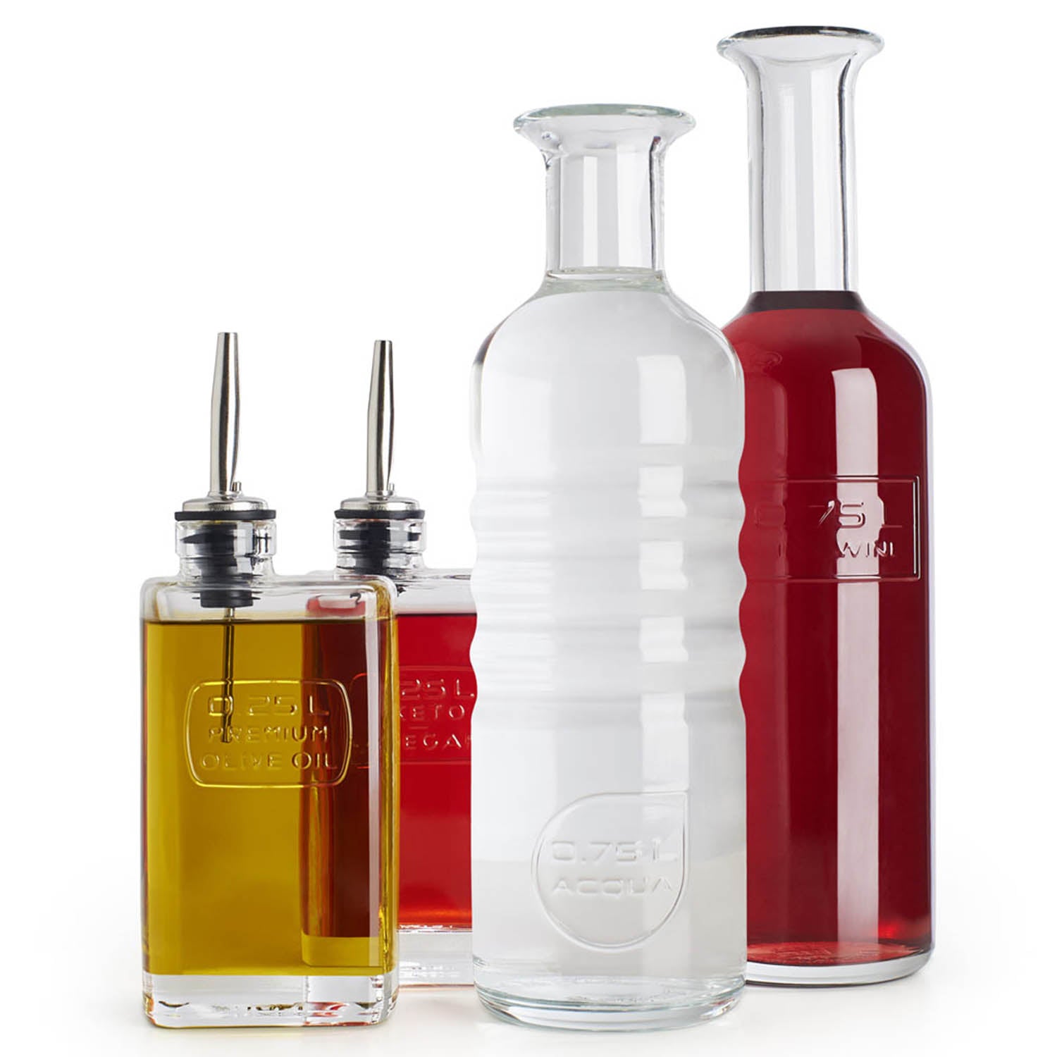 4Pcs Luigi Bormioli Optima Condiment Bottle with Stainless Spout
