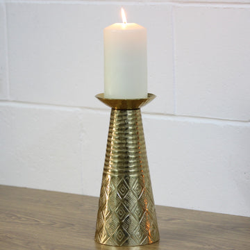 Large Tall Gold Metal Moroccan Style Kasbah Candle Holder