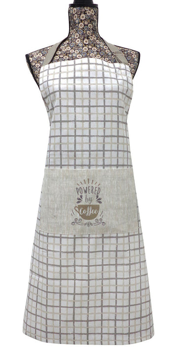 Natural Check Apron With Pocket 100% Cotton