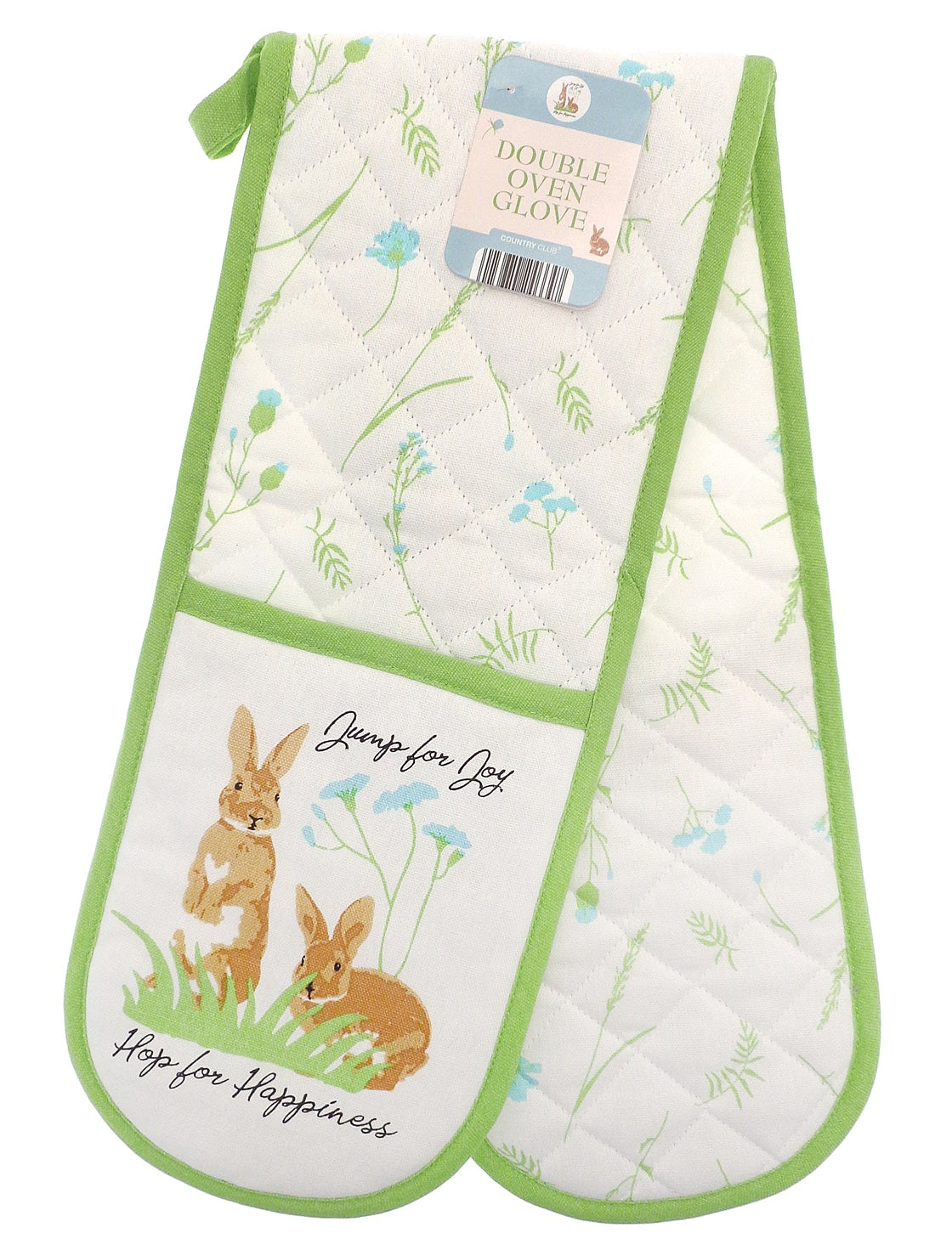 Country Companions 100% Cotton Double Oven Gloves, Green