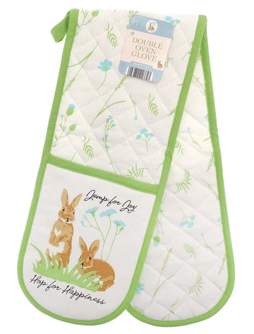 Country Companions 100% Cotton Double Oven Gloves, Green