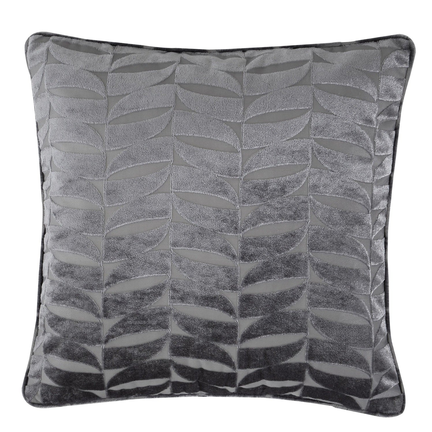 Kendal Velvet Geometric Filled Cushion, Charcoal Grey