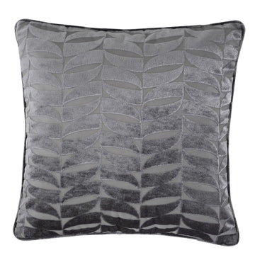 Kendal Velvet Geometric Filled Cushion, Charcoal Grey