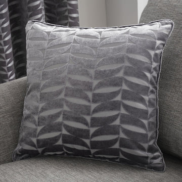 Kendal Velvet Geometric Cushion Cover, Charcoal Grey