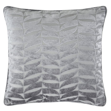 Kendal Velvet Geometric Filled Cushion, Silver Grey