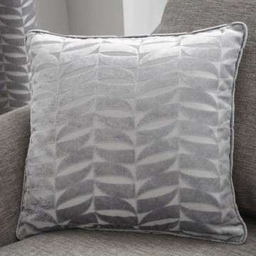 Kendal Velvet Geometric Filled Cushion, Silver Grey