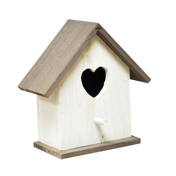 White Wooden Bird House Nesting Box