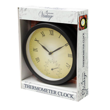 Vintage Outdoor Garden Clock & Thermometer
