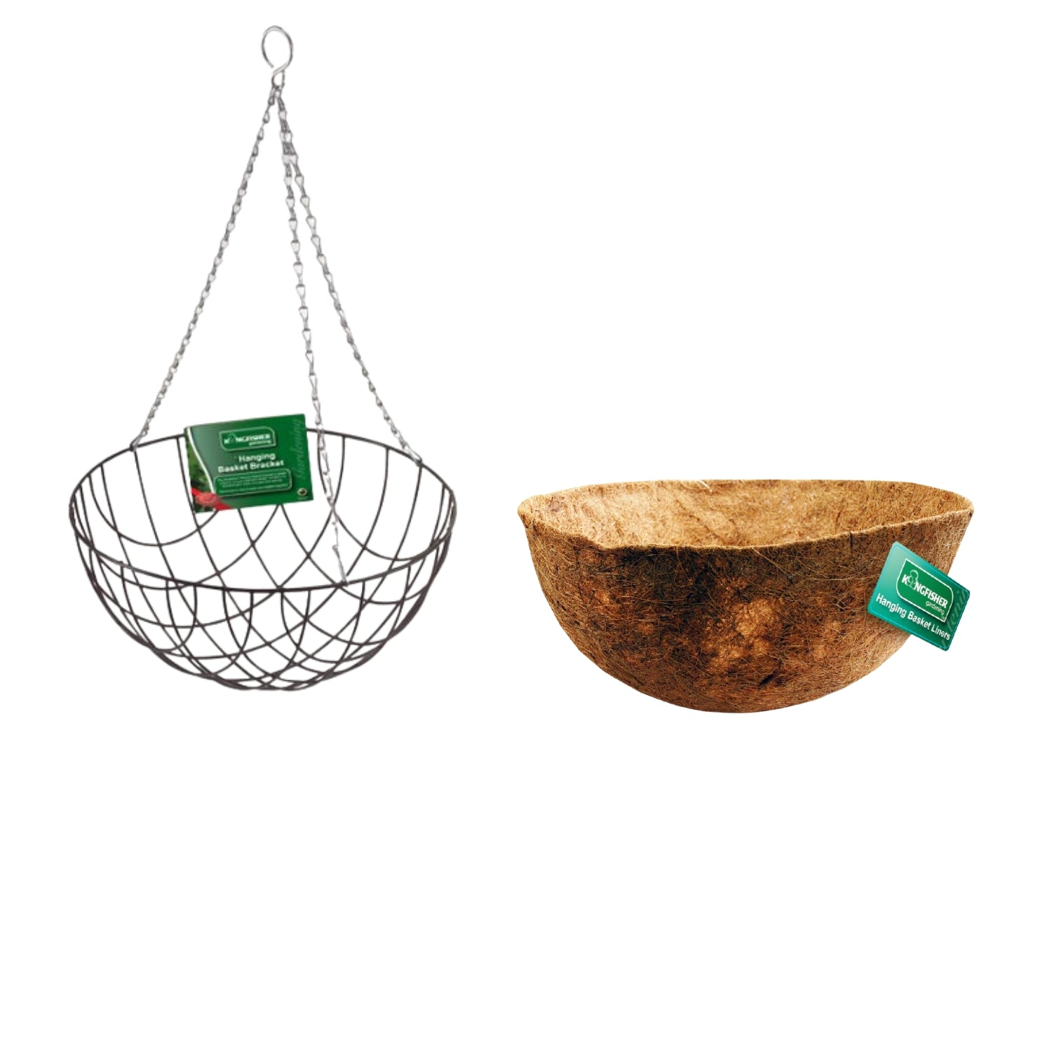 Kingfisher 30cm Chain & Coco Hanging Plant Baskets