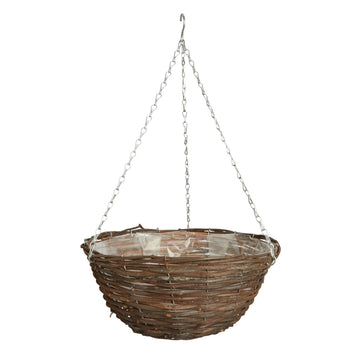 4pc 12 Inch Dark Rattan Hanging Basket