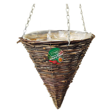 12inch Dark Rattan Cone Heavy Duty Hanging Basket