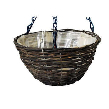 2pc 16 Inch Dark Rattan Hanging Basket