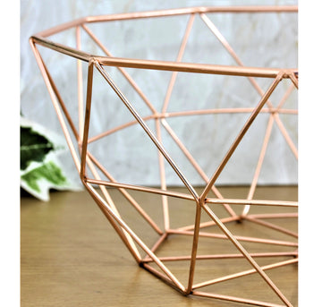 Copper Color Metal Wire Geometric Fruit Bowl Bread Basket