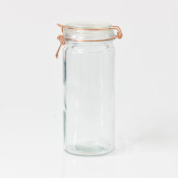 2-Piece 1.8L Glass Storage Jar with Airtight Copper Clip Top Lid