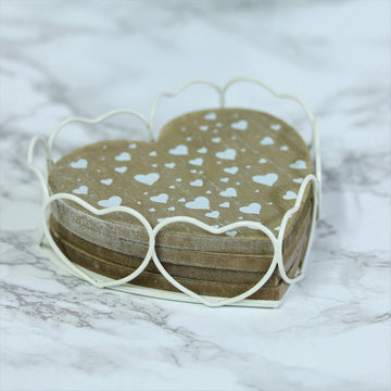 Set of 4 Wooden Heart Shaped Coasters