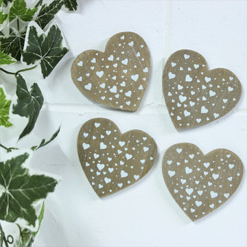 Set of 4 Wooden Heart Shaped Coasters