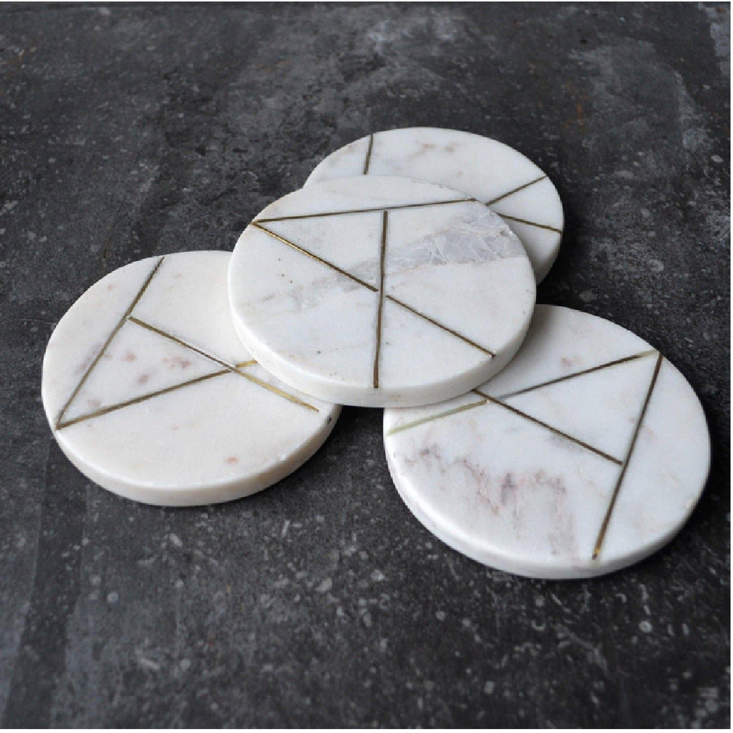 Set of 4 White Marble Coasters