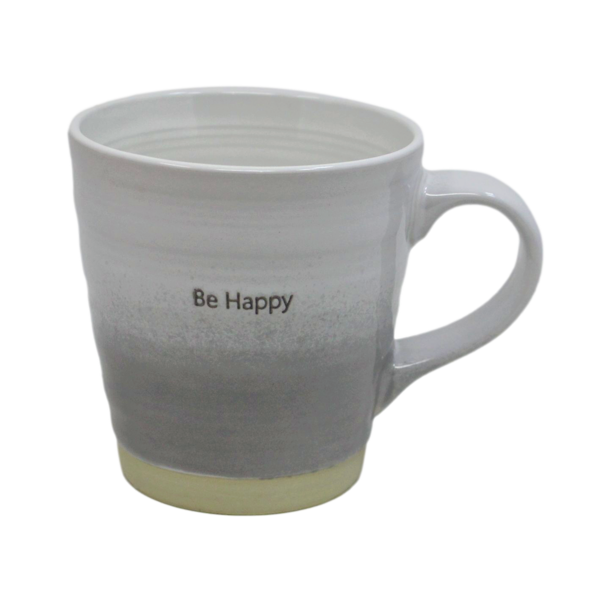 Grey Porcelain Mug  - Be Happy