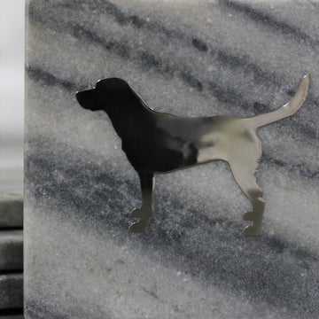 Set of 4 Grey  Marble Coasters - Dogs