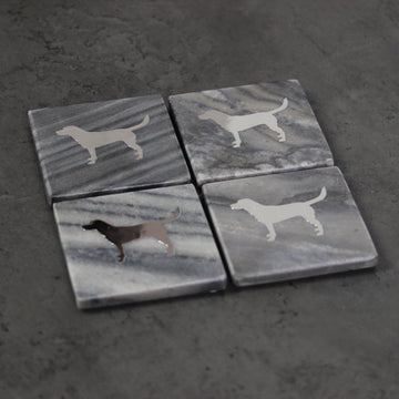 Set of 4 Grey  Marble Coasters - Dogs