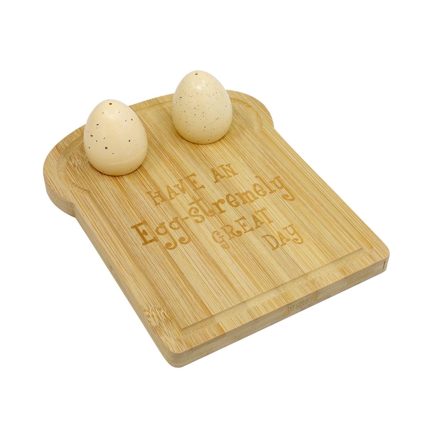 Wooden Breakfast Board Toast Shape with Egg Holders