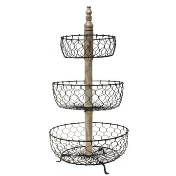 3 Tier Standing Metal Wire Storage Baskets