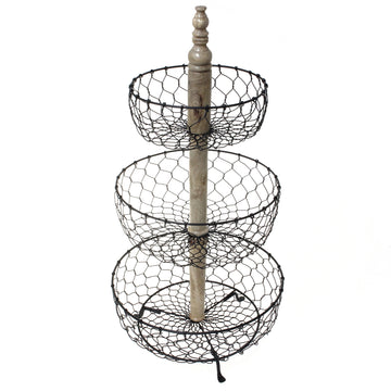 3 Tier Standing Metal Wire Storage Baskets