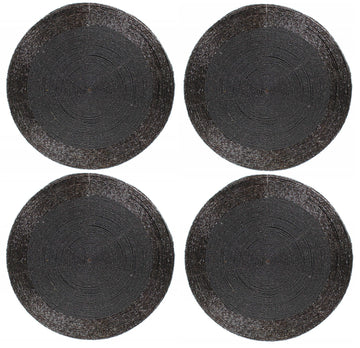 30x30cm Set of 4 Black Beaded Round Placemats