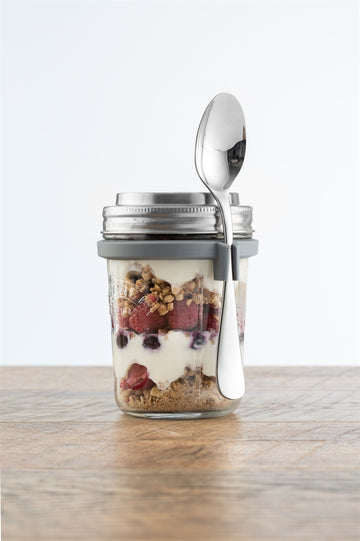 Kilner 350ml Grey Breakfast On the Go Glass Jar Set