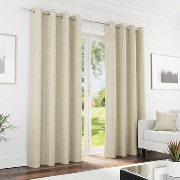 Knightsbridge Cream Thermal Blackout Eyelet Ring Top Curtains 90 x 90"