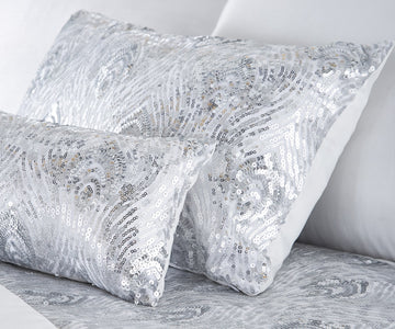 Krista Embroidered Filled Boudoir Cushion White