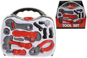 Red Grey Construction Tool Set Toy Carry Case