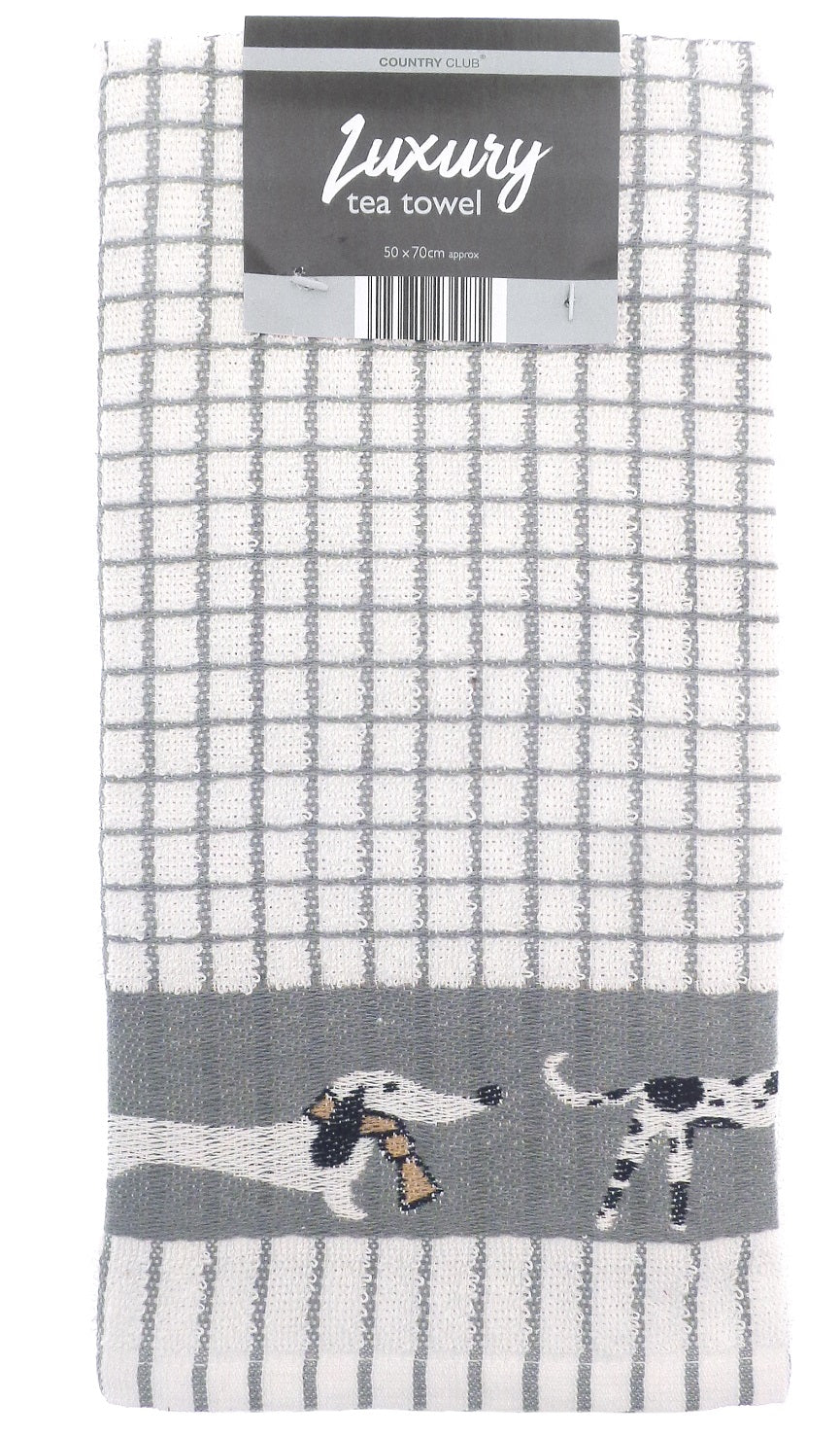 Dogs Jacquard Kitchen Tea Towel - Grey