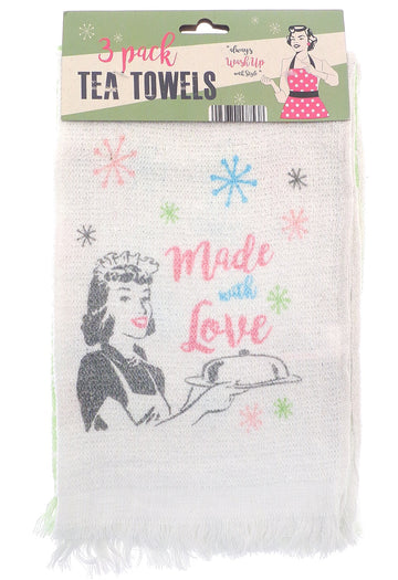 3pk Made With Love Kitchen Towels