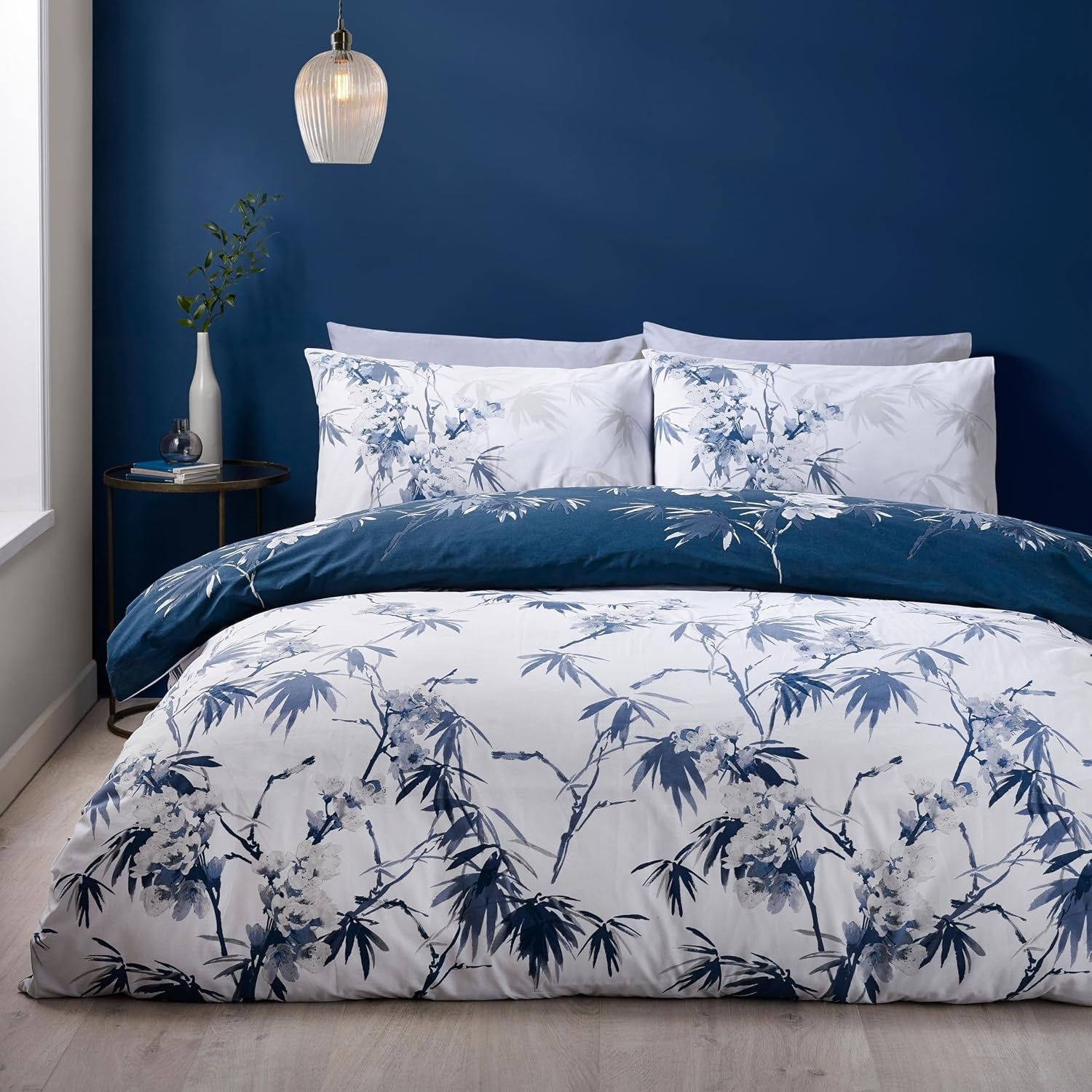 Catherine Lansfield Japanese Botanical Duvet Cover Set, Double, Blue